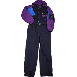 Vintage Marker Epi Gal Color Block SkiSuit Multi Pocket Belted Outdoor Skiing M